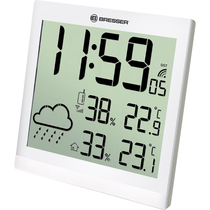 Метеостанция (настенные часы) BRESSER TemeoTrend JC LCD с радиоуправлением, белая 73268